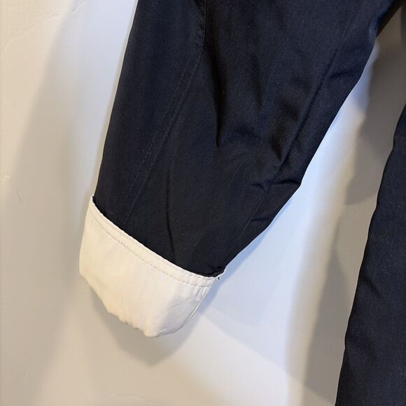 Nautica Coat Sz LP Women’s Black Ivory Polyester Zip Snap Jacket Missing Hood - Picture 16 of 16